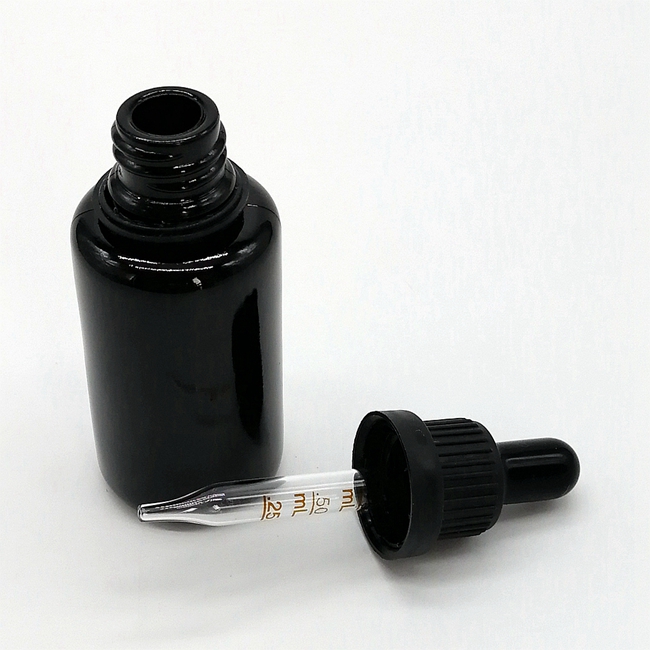 Wholesale Flat Shoulder 30ml 1oz UV Black Glass Dropper Bottles Oil Dropper Bottle for Cosmetic Skin Care