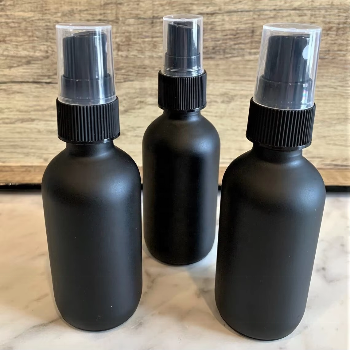 1oz 30ml  Matte Black Frosted Spray Fine Mist Glass Bottles for Perfumes and Aromatherapy