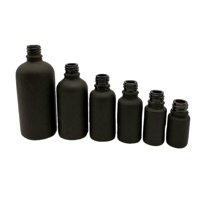 30ml Frosted Black Glass Dropper Bottle With Bamboo Lid Top Empty Essential Oil Bottle for Cosmetic Cuticle Hair Care