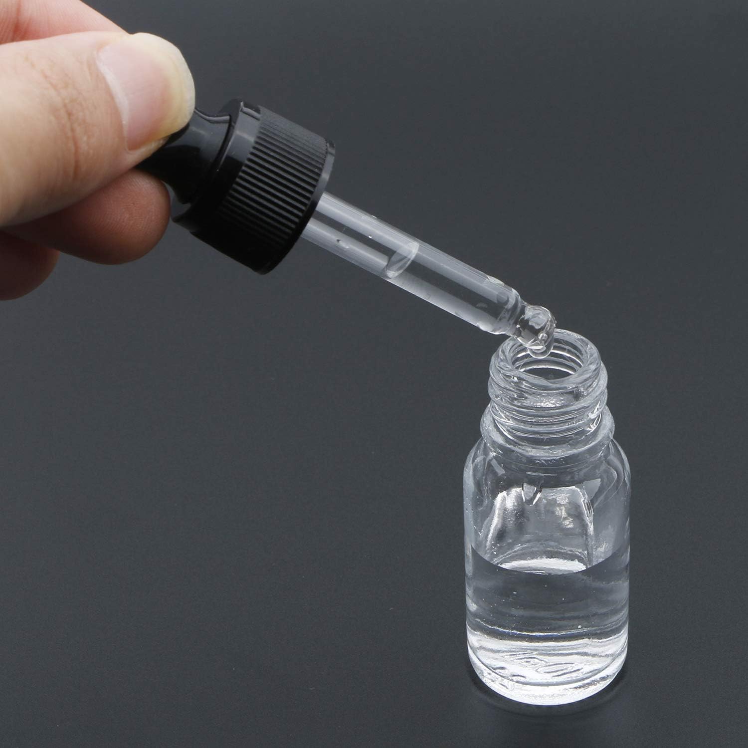 10ml Glass Bottles for Essential Oils Transparent/Clear Refillable Empty Bottle With Glass Dropper Black Cap for Screen Printing