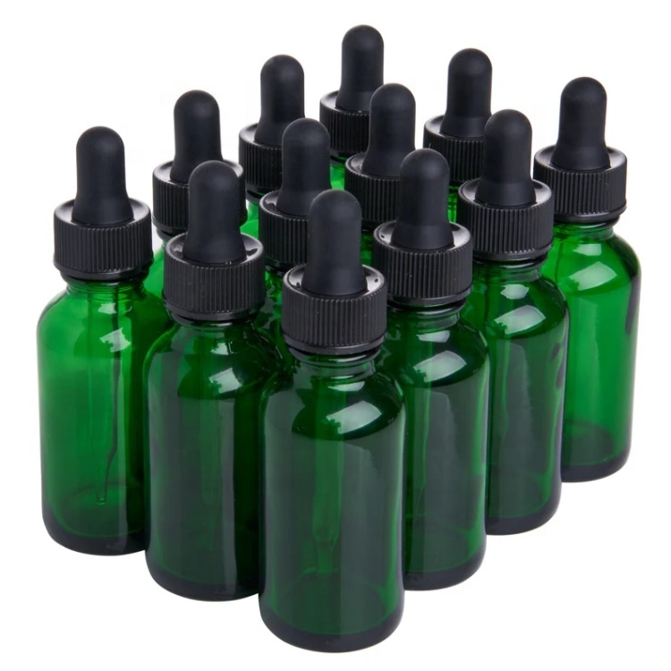Wholesale Green 15ml 30ml 60 Ml 120ml 240ml Glass Boston Round Bottle With Dropper Cap