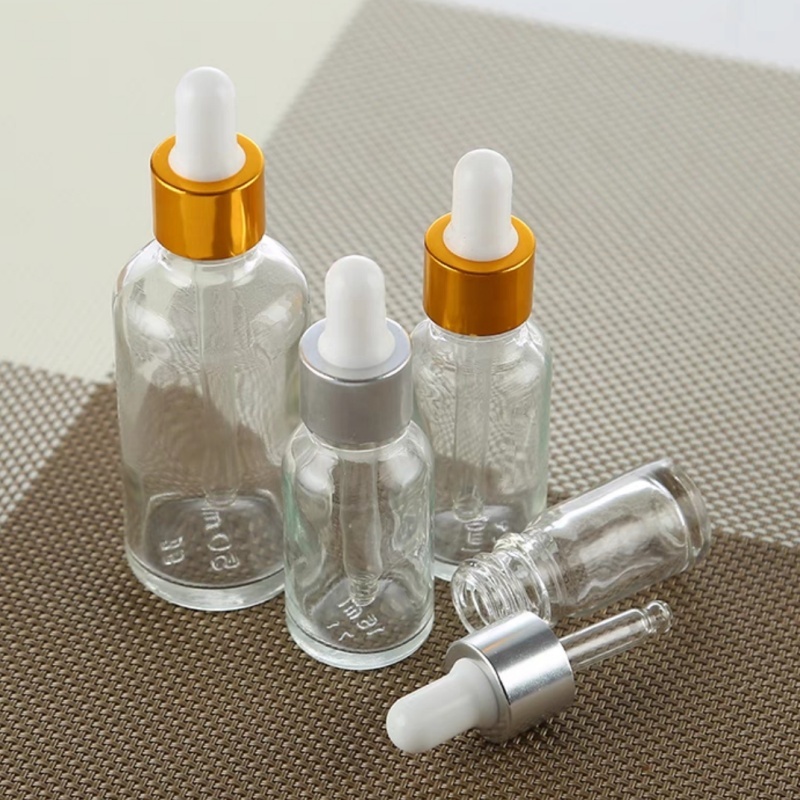 Transparent Glass Dropper Bottle With Gold Sliver Pipette 5ml 10ml 15ml 20ml 30ml 50ml 100ml Essential Oil Bottle