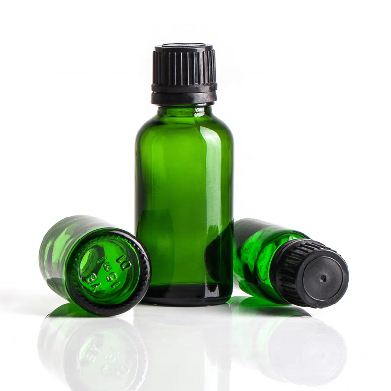 In Stock Empty Essential Oil Perfume Glass Bottle 1oz 2oz Green Color Glass Bottle for Essential Oil With Tamper Dropper Cap
