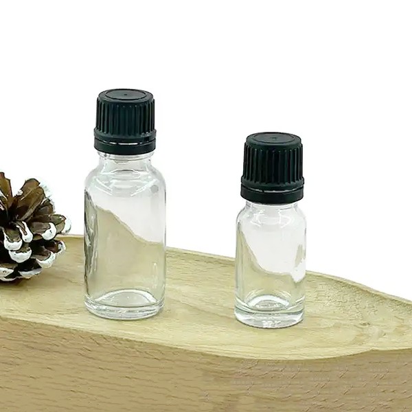 Empty Skin Care Clear Essential Oil Glass Dropper Bottle Custom Wholesale With Plastic Lid