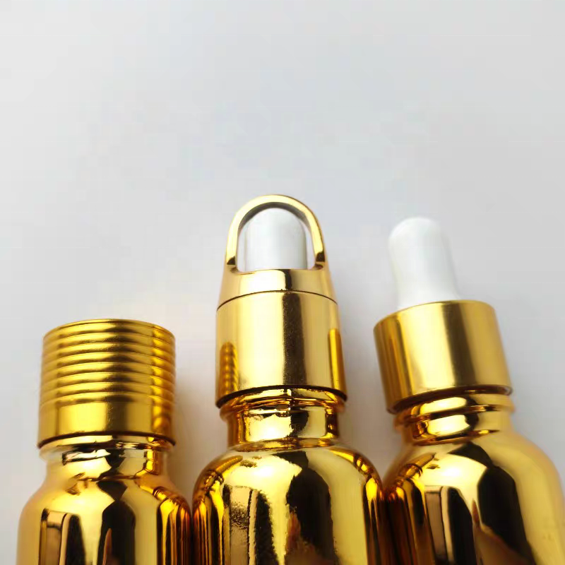 30ml 100ml 50ml Luxury Essential Oil Serum Gold Dropper Glass Bottle Electroplating