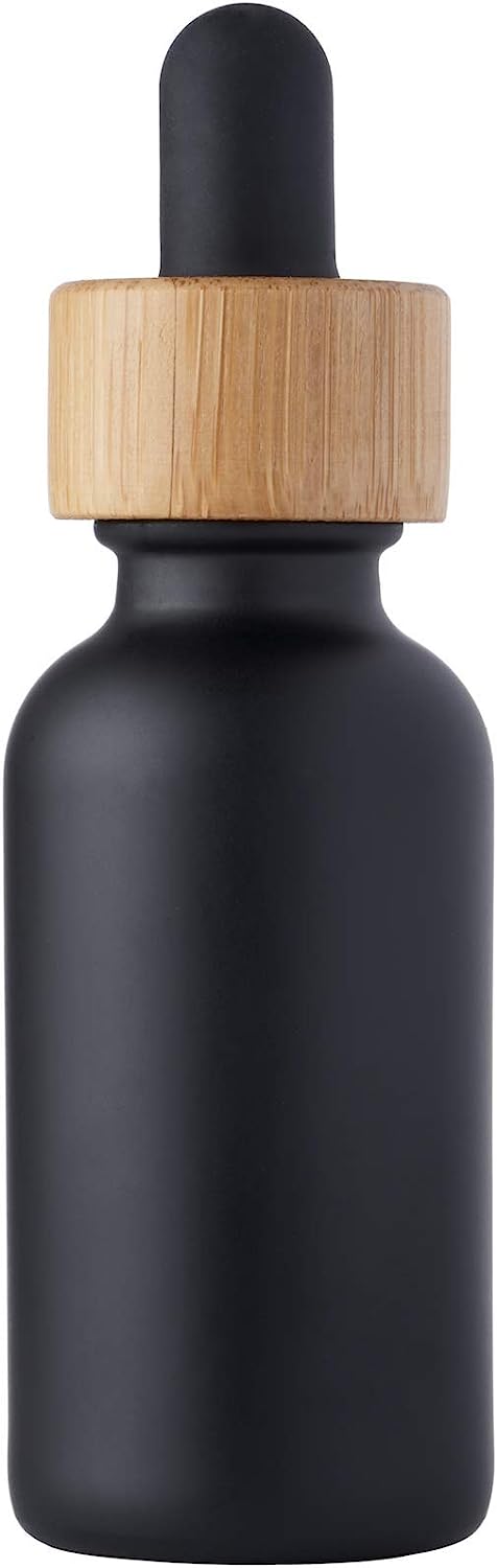 Matt Black Glass Bamboo Bottles 15ml 20ml 30ml 50ml 100ml Essential Oil Bottles Matte Black Wood Dropper Cosmetic Serum Use