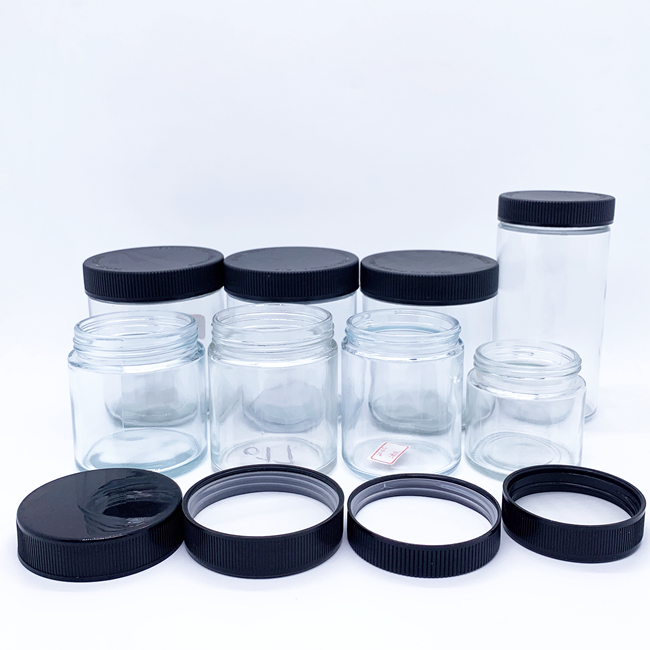 1oz 2oz  3oz 4oz clear Glass Jar Child Proof Jar Child Resistant Bottle Cream Jar With  Child Resistant Cap