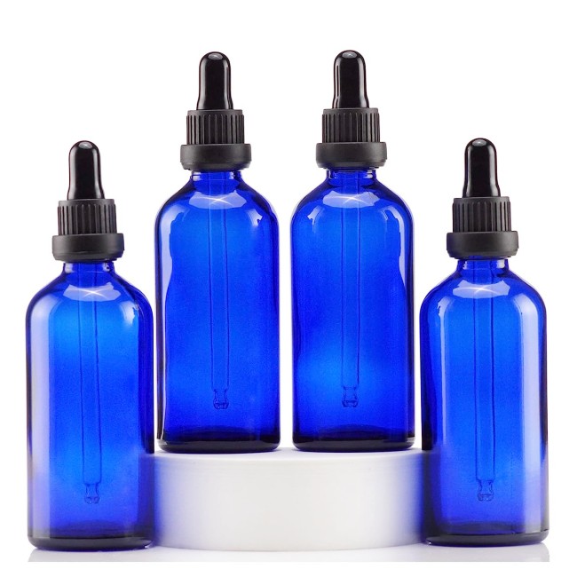 Empty Glass Essential Oil Bottle in Cobalt Blue 5ml 10ml 15ml 20ml 30ml 50ml 100ml for Cosmetic Packaging Serum for Wigs