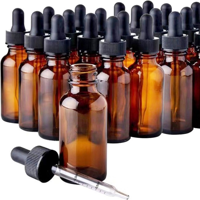 Wholesale Stock Clear Boston Glass Dropper Bottle 30ml-60ml Cosmetic Essential Oil Custom Logo 1/2 oz 1oz 2oz 4oz Printing