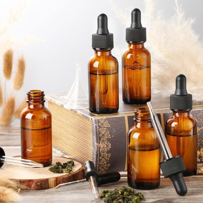 5ml to 60ml Amber Round Boston Glass Dropper Bottle Black Essential Oil and Cosmetic Bottle With Brush 8oz Capacity