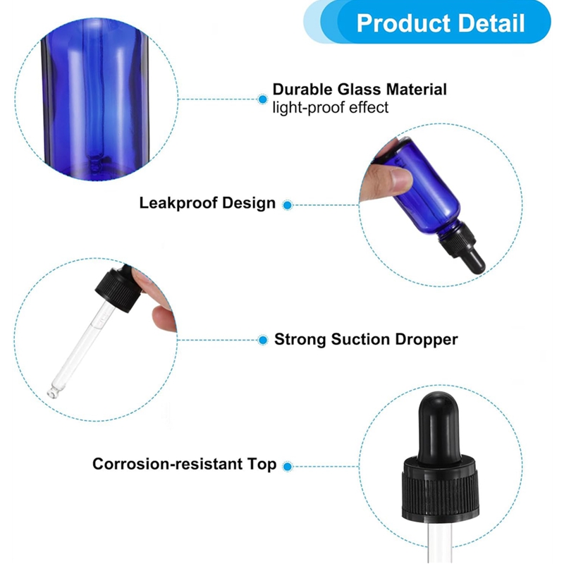 30ml Cobalt Blue Glass Dropper Bottle 30 ml 1 oz Leakproof Essential Oils Sample Liquid Perfume Container With Eye Dropper