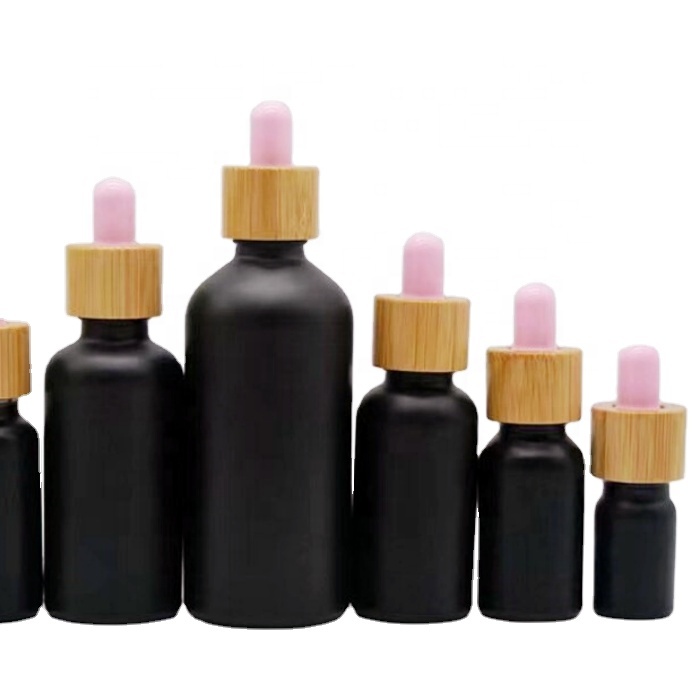 Supplier Bouteille Huile Barbe 10ml Black Dropper Essential Oil Glass Bottle