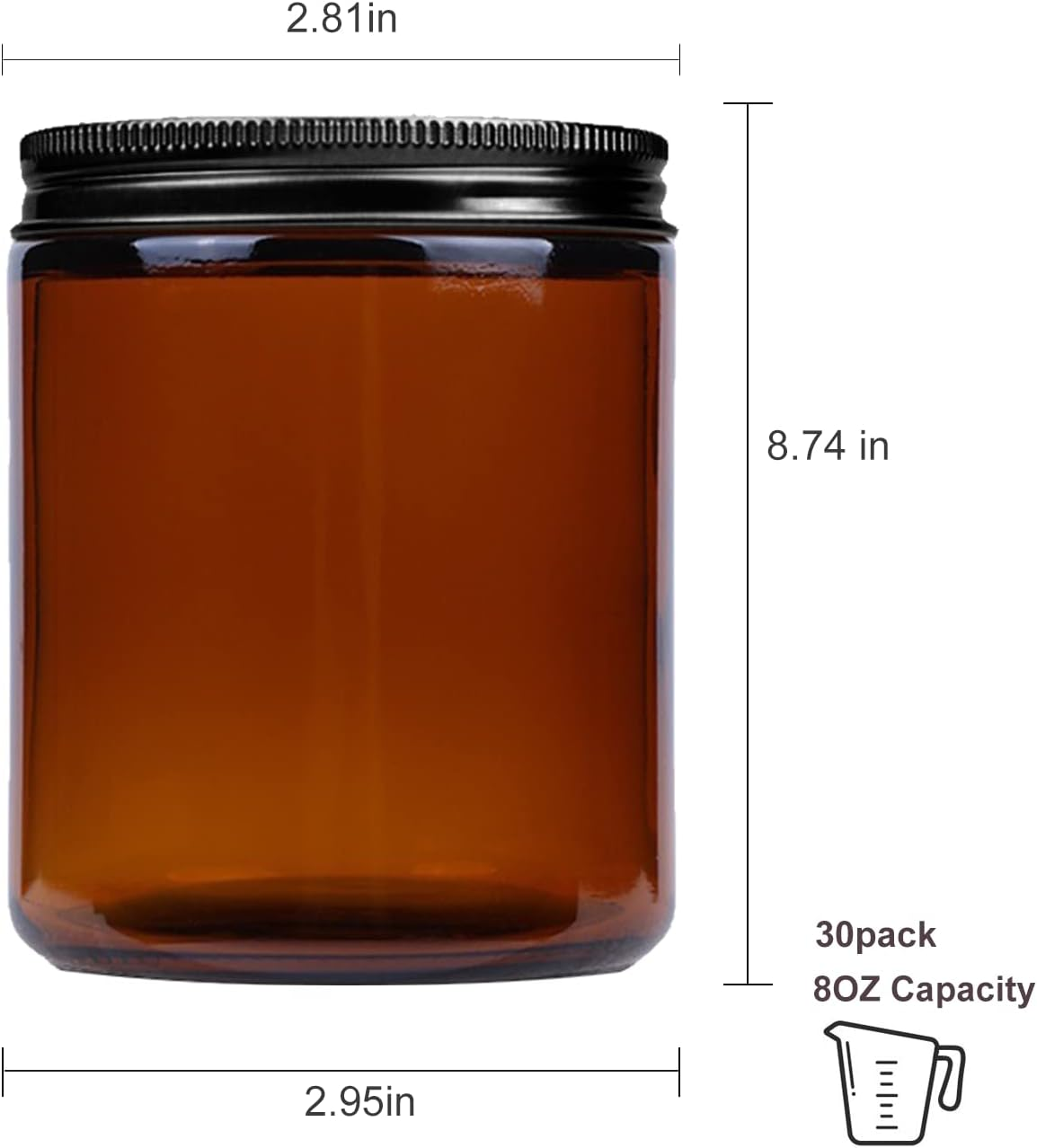 1oz 2oz 4oz 8oz Clear Amber Empty Face Cream Container Glass Cosmetic Jar With Black White Lid glass jar