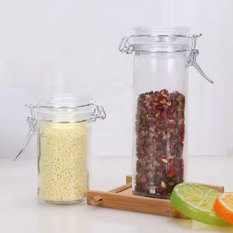Wholesales Factory Price 500ml 16oz Glass Jar With Metal Clip/glass Storage Jar Bottle With Flip Top Cap for Sale