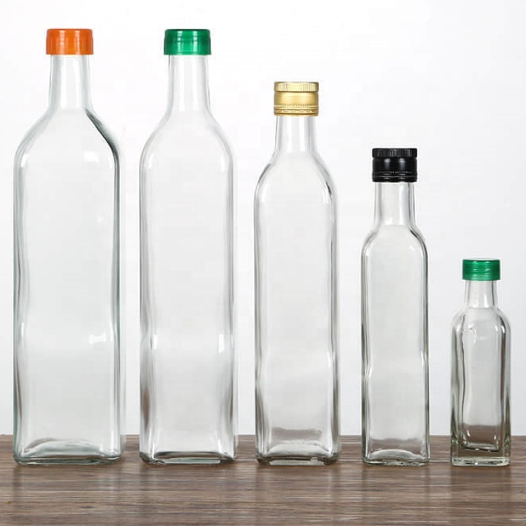 Factory Produced Wholesale Empty Clear Square Cooking Olive Oil Glass Bottle