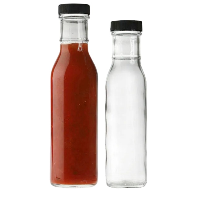 250ml 8oz 350ml 12oz clear Empty Chilli Tabasco Hot Sauce Bbq Oil Seasoning Glass Bottles of Food Packing With Lids