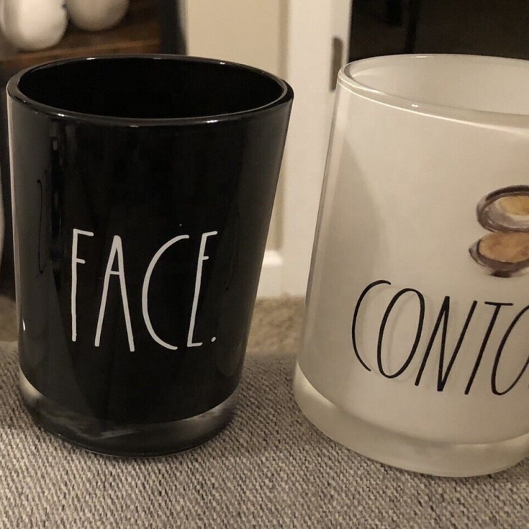 Customize Logo White Black Inside Painted 10oz Empty Glass Candle Jar Glass Tumblers for Candles
