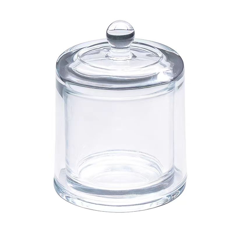 Wholesale Recyclable Customized Clear Empty Luxury Glass Candle Jars and Containers With Glass Lid