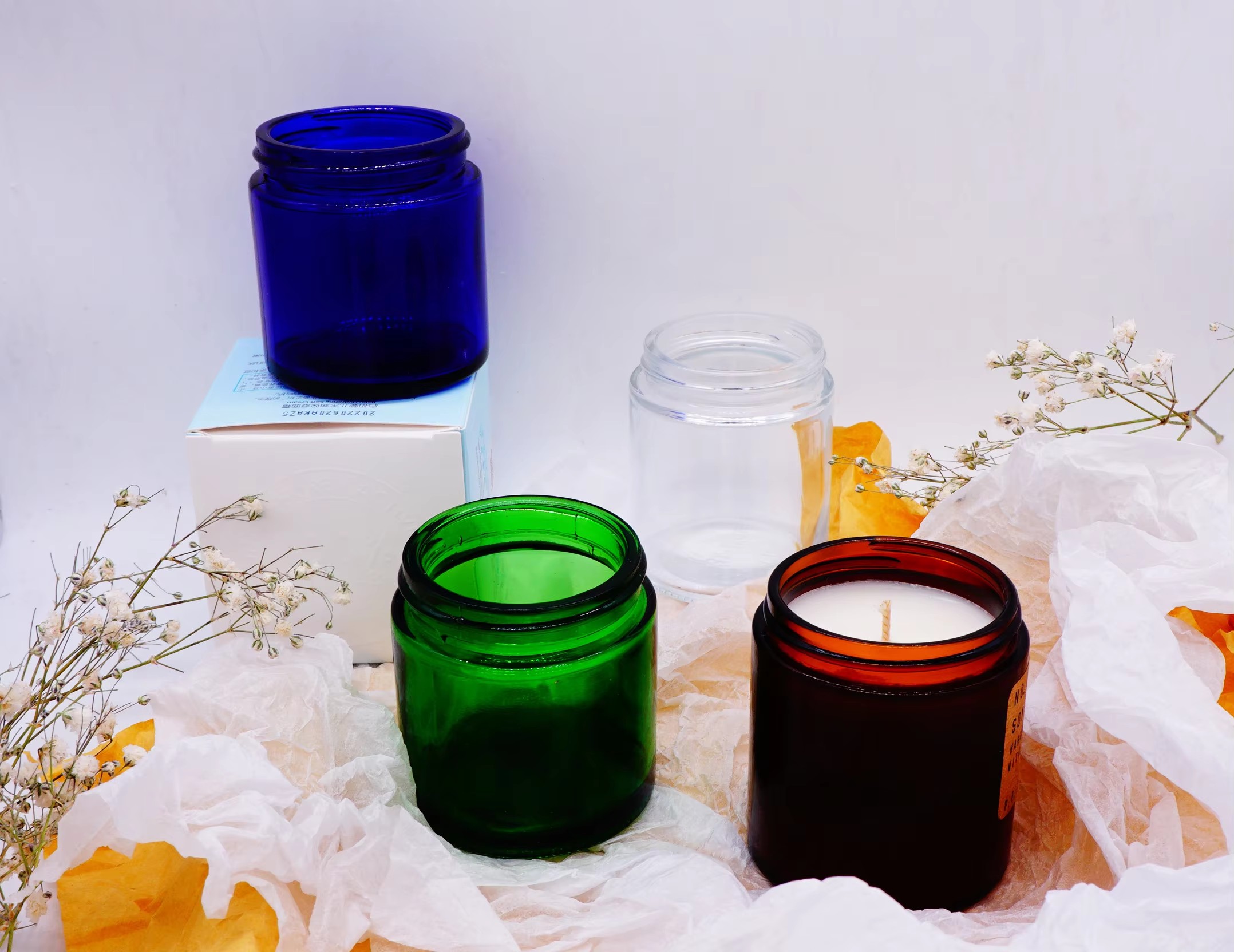 Amber Glass 8oz Candle Jars With Aluminium Lids for Candle Making Candle Glass Jars With Metal Lid