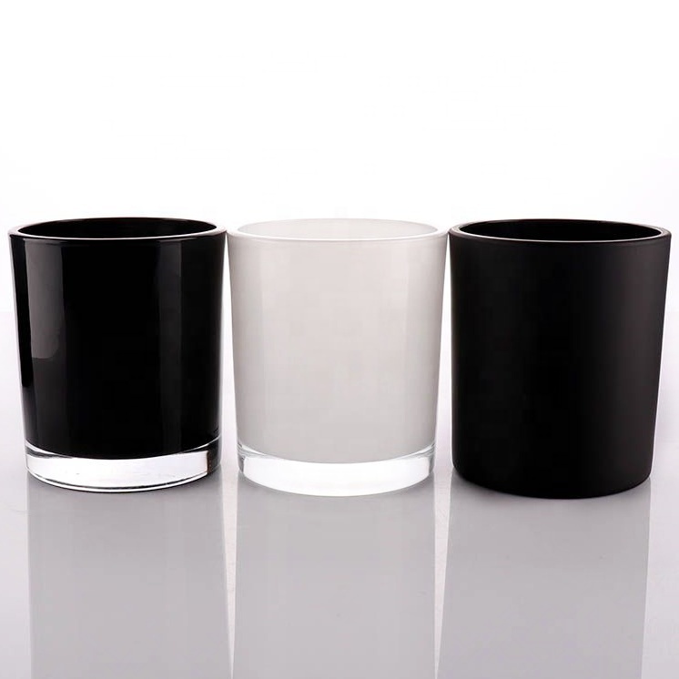 Luxury 4 oz 6oz 8oz Empty White Black Bulk Small Glass Candle Jars With Bamboo Lid, Empty Candle Jars Candle Containers