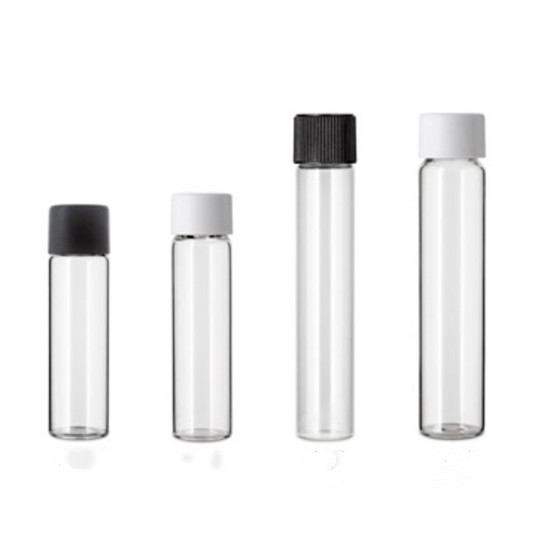 Custom Glass Pre Tubes Smell Proof Containers Glass Doob Tubes Wholesale Child Resistant clear Black Glass Tube With Plastic Lid