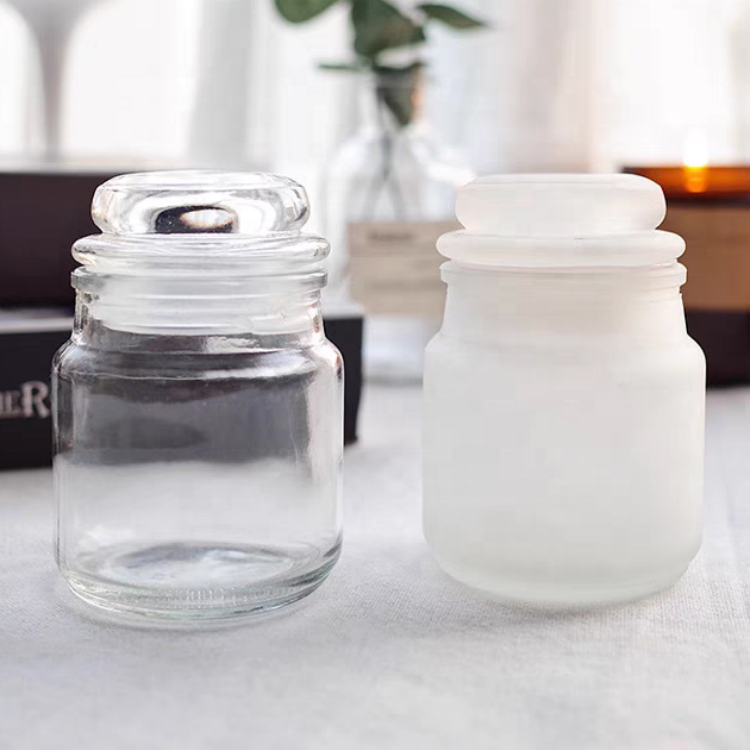 Small Mushroom Shape Food Storage Containers 100ml Sealable Glass Scented Candle Empty Jar Vessel With Lid for Making Candles