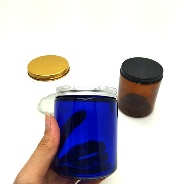 9oz 270ml Frost Clear Amber Glass Straight Sided Glass Candle Jar With Gold Black Silver Aluminum Lids lower price