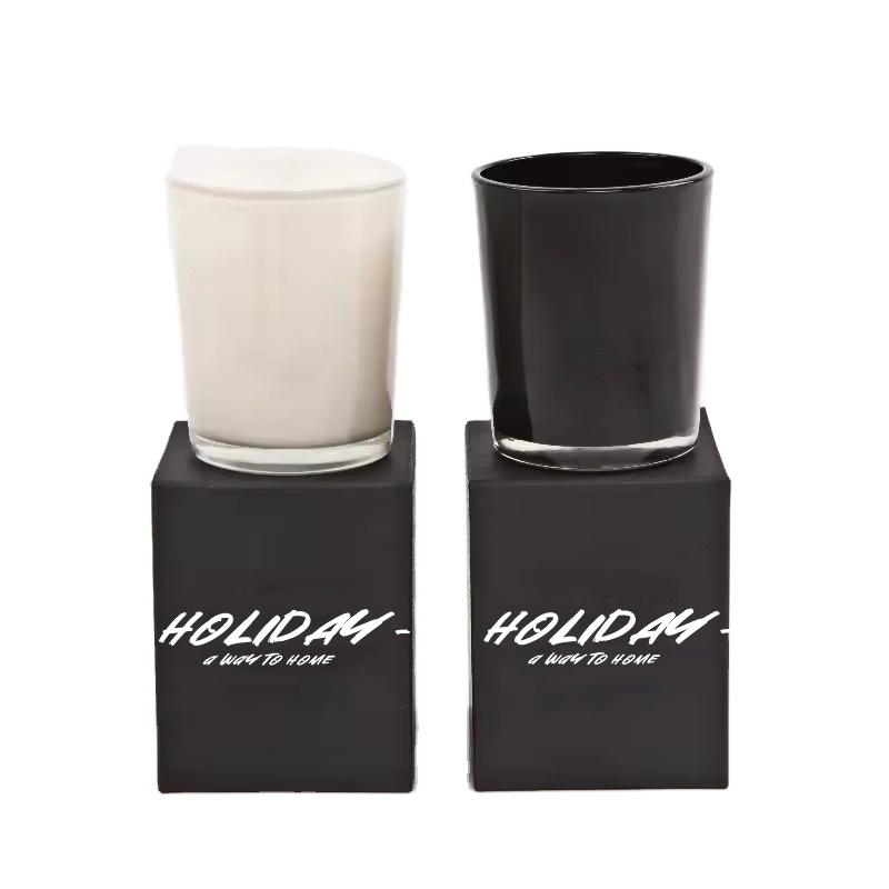 Bamboo Cap Clear Black White  Glass Containers 4oz 8oz 16oz 100ml 250ml 500ml Empty Recycled Straight Sided Glass Candle Jars