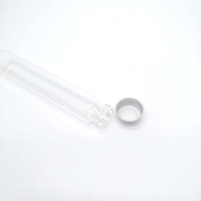120 mm Non Child-Resistant Tube 115mm Clear Glass Tubes With Silver Aluminum Screw Cap