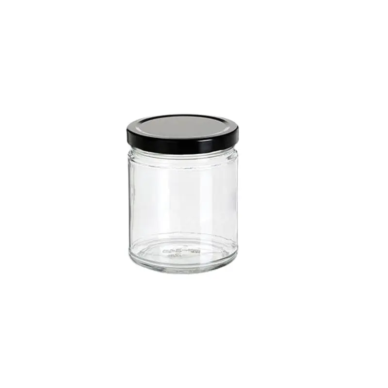 8oz 16oz Clear Amber Straight Side Glass Jars With White Gold Screw Lid