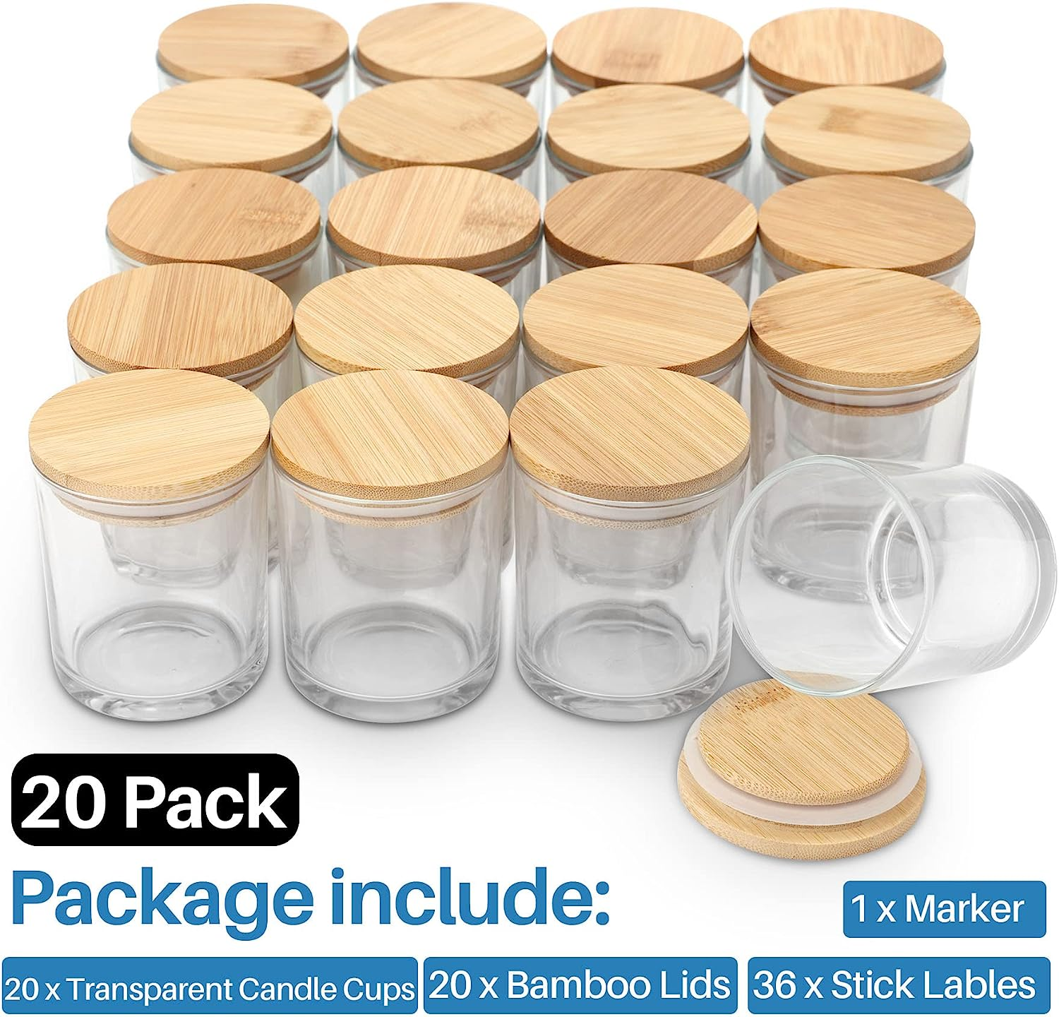 Eco Friendly Bamboo Lid Nordic Decorative Candle Jar Custom Color Black White Brown Frost Empty Glass Candle Jars