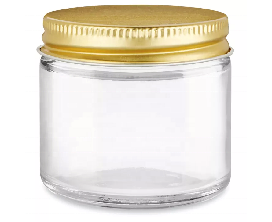 1oz/2oz/4oz/8oz Empty Amber Food Glass Jars Luxury for Candle Making Round Airtight Glass Storage Jar With Metal Lid