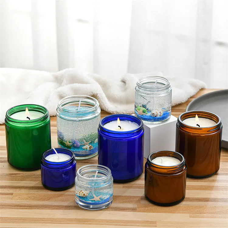 Empty Wholesale 10oz Clear Glass Candle Jar Vessel Containers With Bamboo Lid for Candle Making and Gift