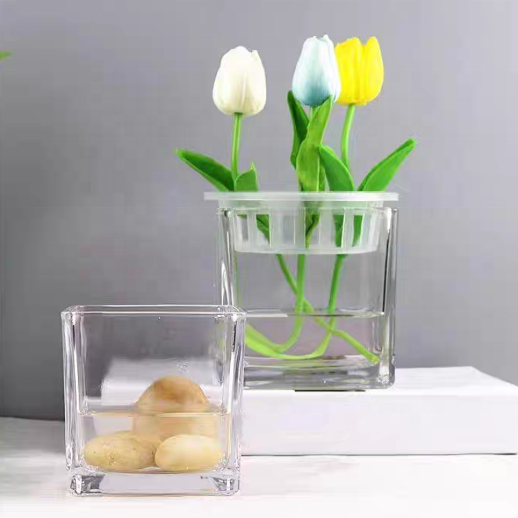 High Quality Multi-sized Tealight Candle Holders Diy Scented Candle Containers Empty Glass Quadrate Square Mini Candle Jar