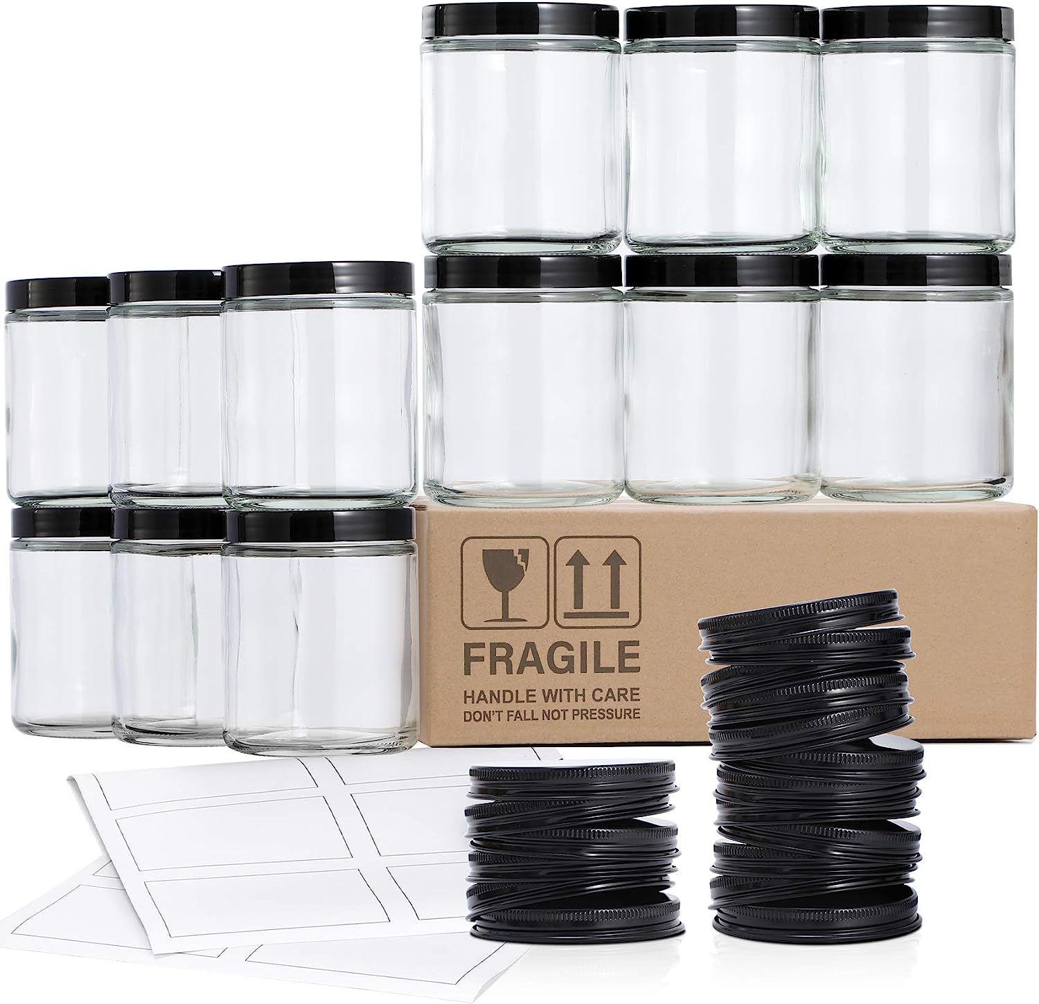 250g 4oz 8oz 16oz Amber Clear Luxury Empty Straight Sided Glass Candle Jar With Aluminum Metal Lids