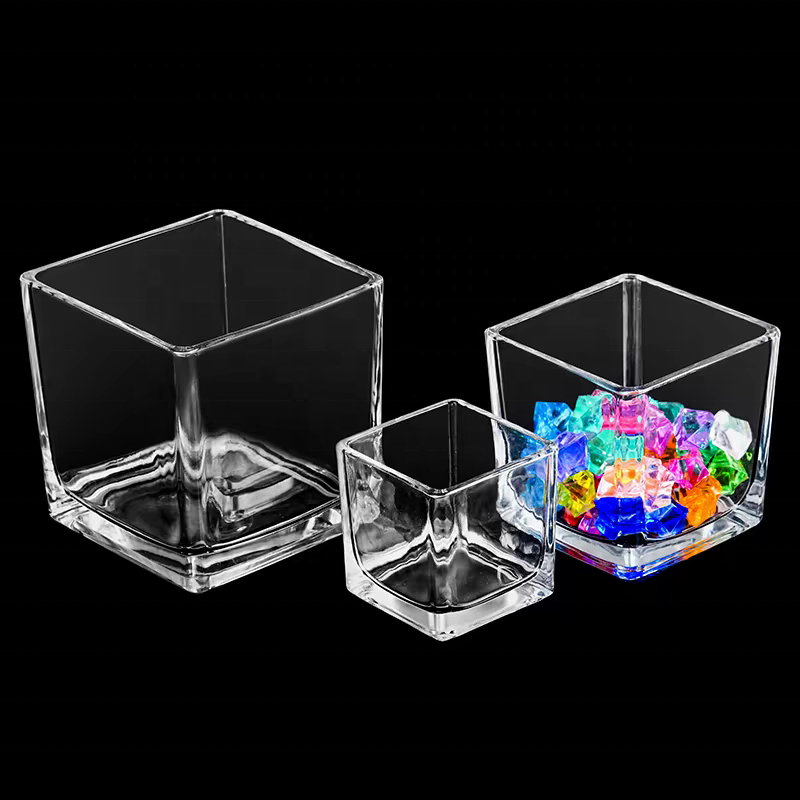 Square Glass Vase Recycled Glass Jars for Candle Making Square Glass Votive Candle Holder