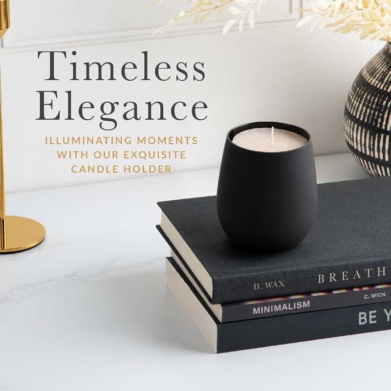11oz Matte White Black Glass Jar With Bamboo Lids , Oval Empty Candle Containers Vessels Candle Jars for Making Candles