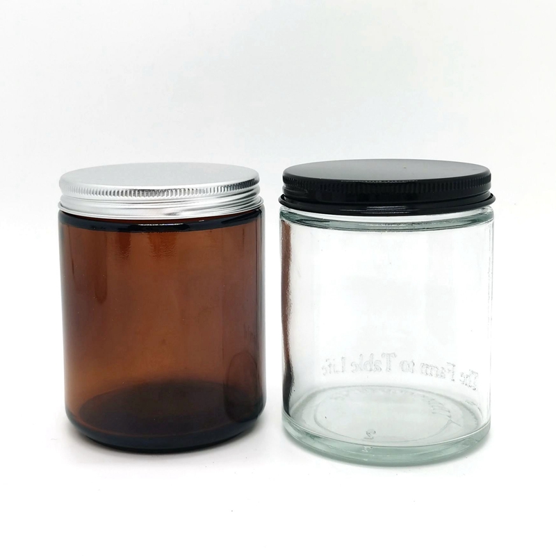4oz 6oz 8oz 10oz Luxury Clear Amber Blue Clear Reusable Empty Glass Candle Jars With Metal Lid for Candle Making