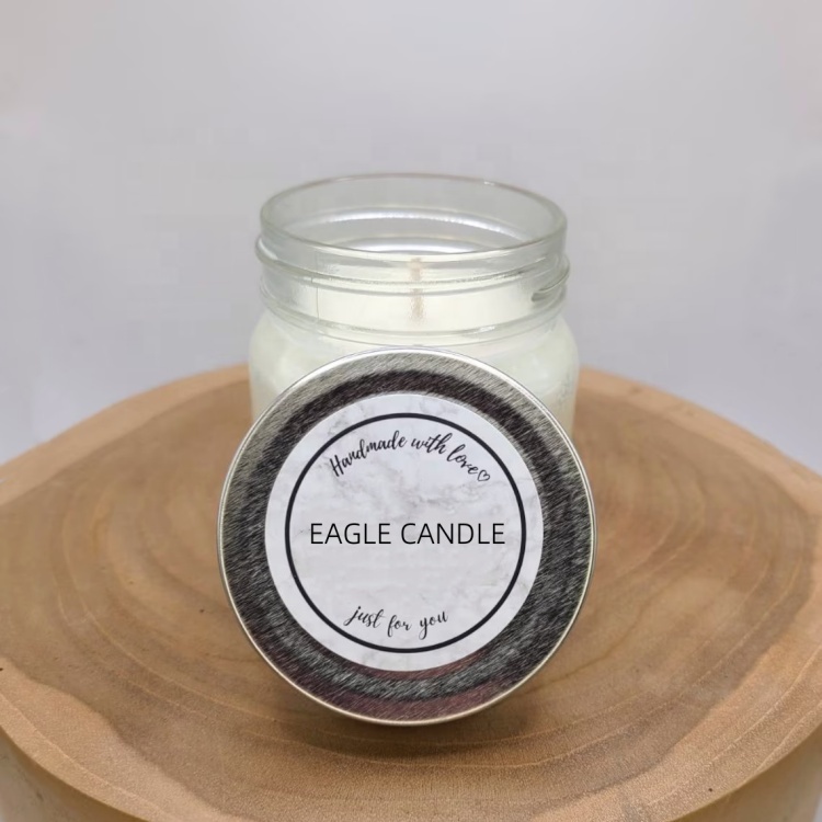 Custom Mason Jar Candle Containers Metal Lid Scented Soy Candle in a Glass Jar
