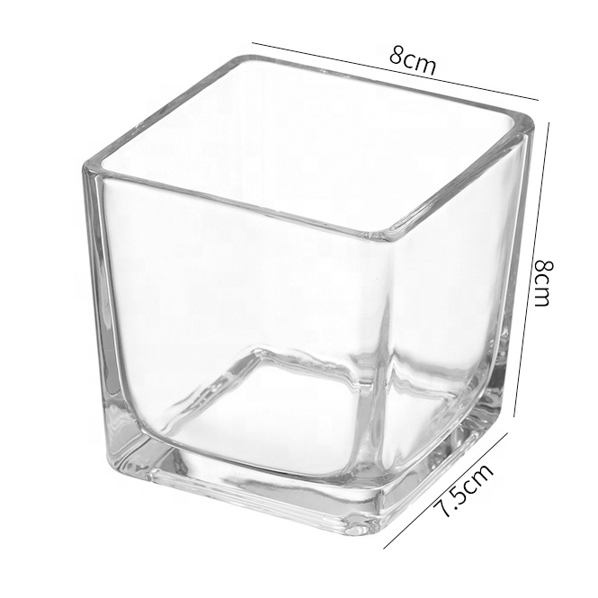 Custom 8oz 10oz 12oz Transparent Square Glass Candle Jars Empty Clear Scented Candle Glass Container Jar With Lid