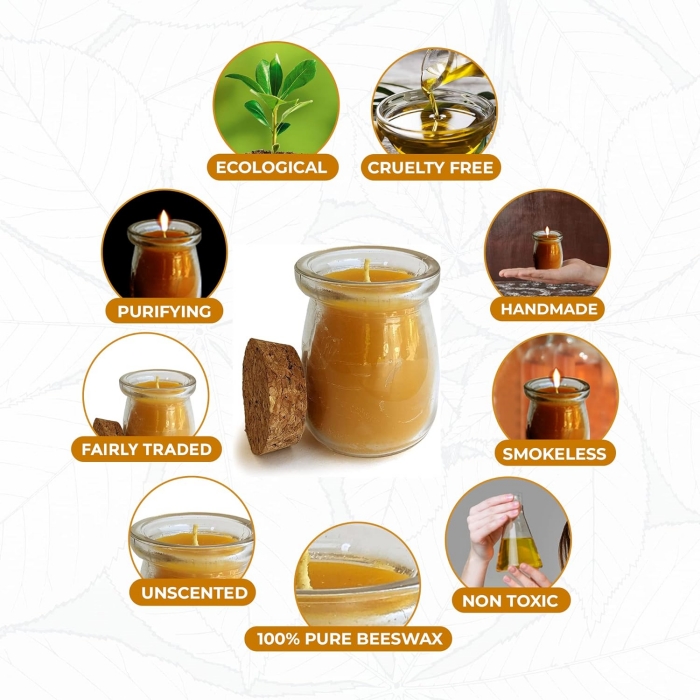 Smokeless Unscented Candle Vessel Beeswax Jar Candle Jars With Cork Lid