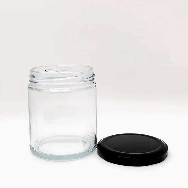 Recyclable Best-selling 8oz 9 oz 270ml Clear Straight Round Sided Glass Candle Jar With the Black Metal Lid