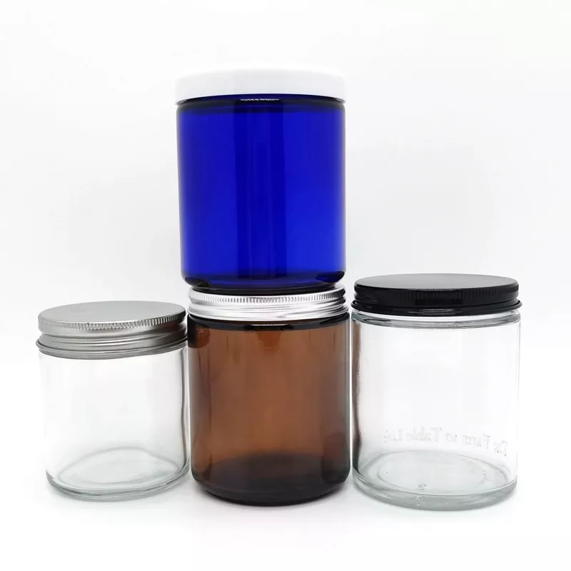 9oz 270ml 8oz 240ml Frost Clear Amber Glass Straight Sided Glass Candle Jar With Gold Black Silver Aluminum Lids