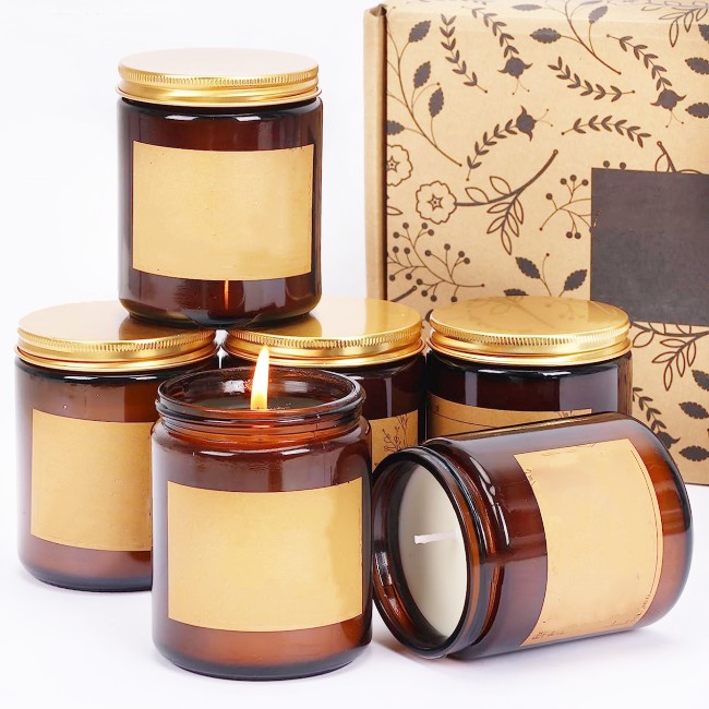 Supplier 4oz 8oz 120ml 250ml Amber Luxury Empty Straight Sided Glass Candle Jar for Candle Packaging With Lids