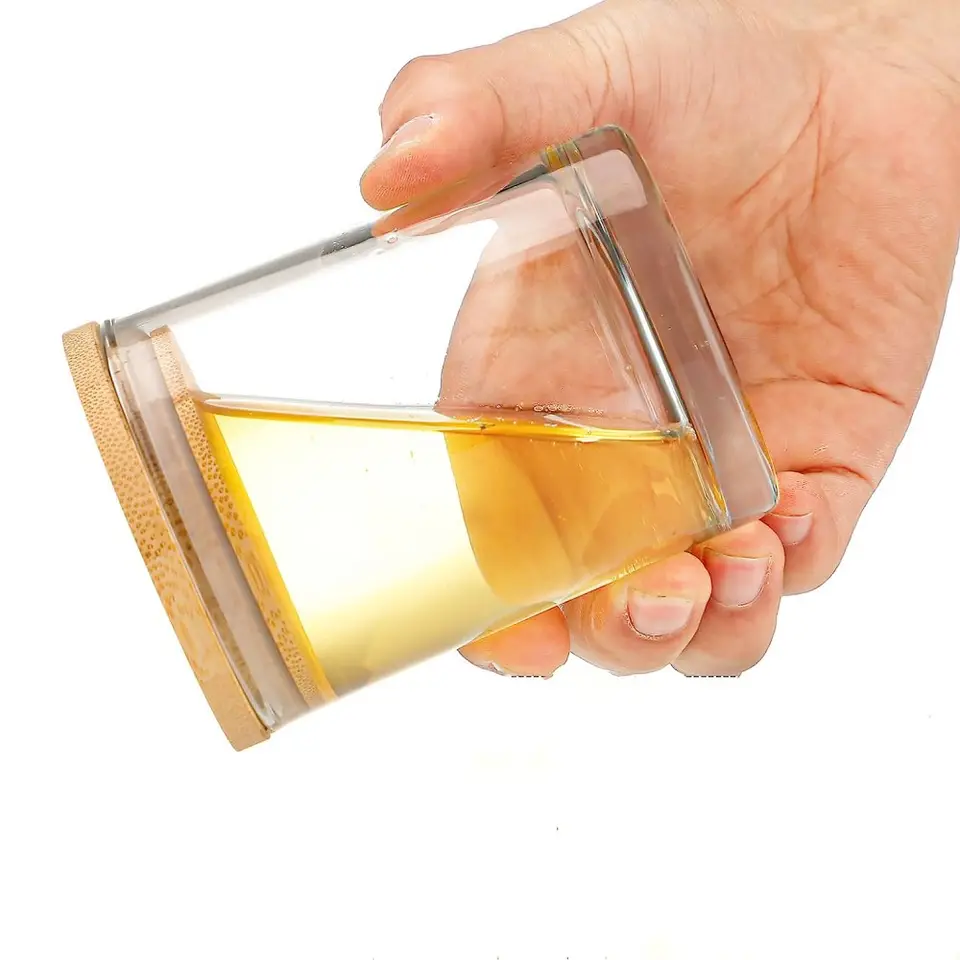 Low Price Wholesale 200ml 300ml 375ml Custom Color Frosting Glass Candle Jars With Wooden Lid