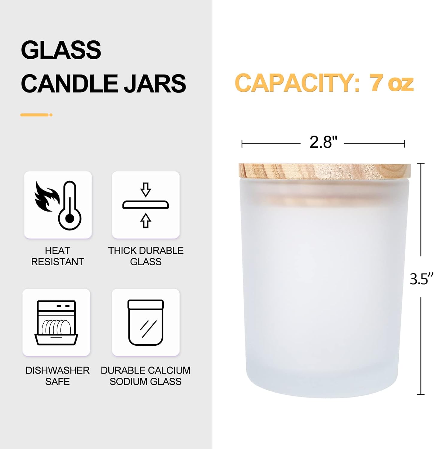 Luxury Mini 6oz 8oz 10oz 14oz Custom Frosted Transparent Empty Candle Jars With Bamboo Wooden Lids