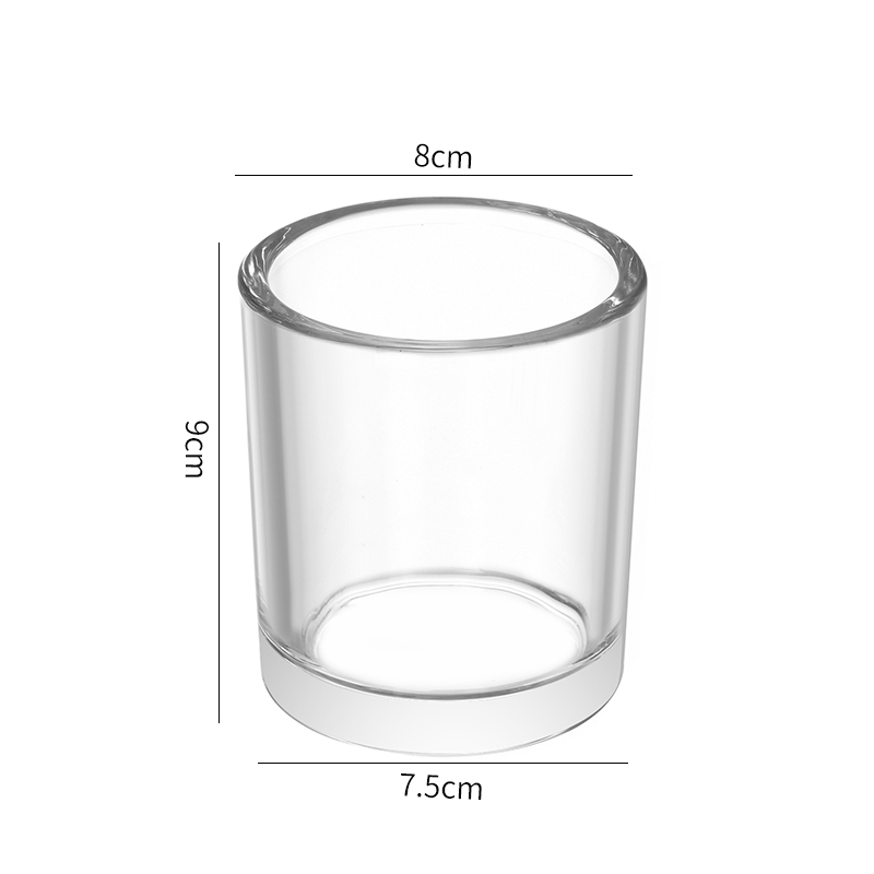 Hot Sale Cylinder Shape Clear 8cm Tall Glass Candle Jar With Bamboo Lid