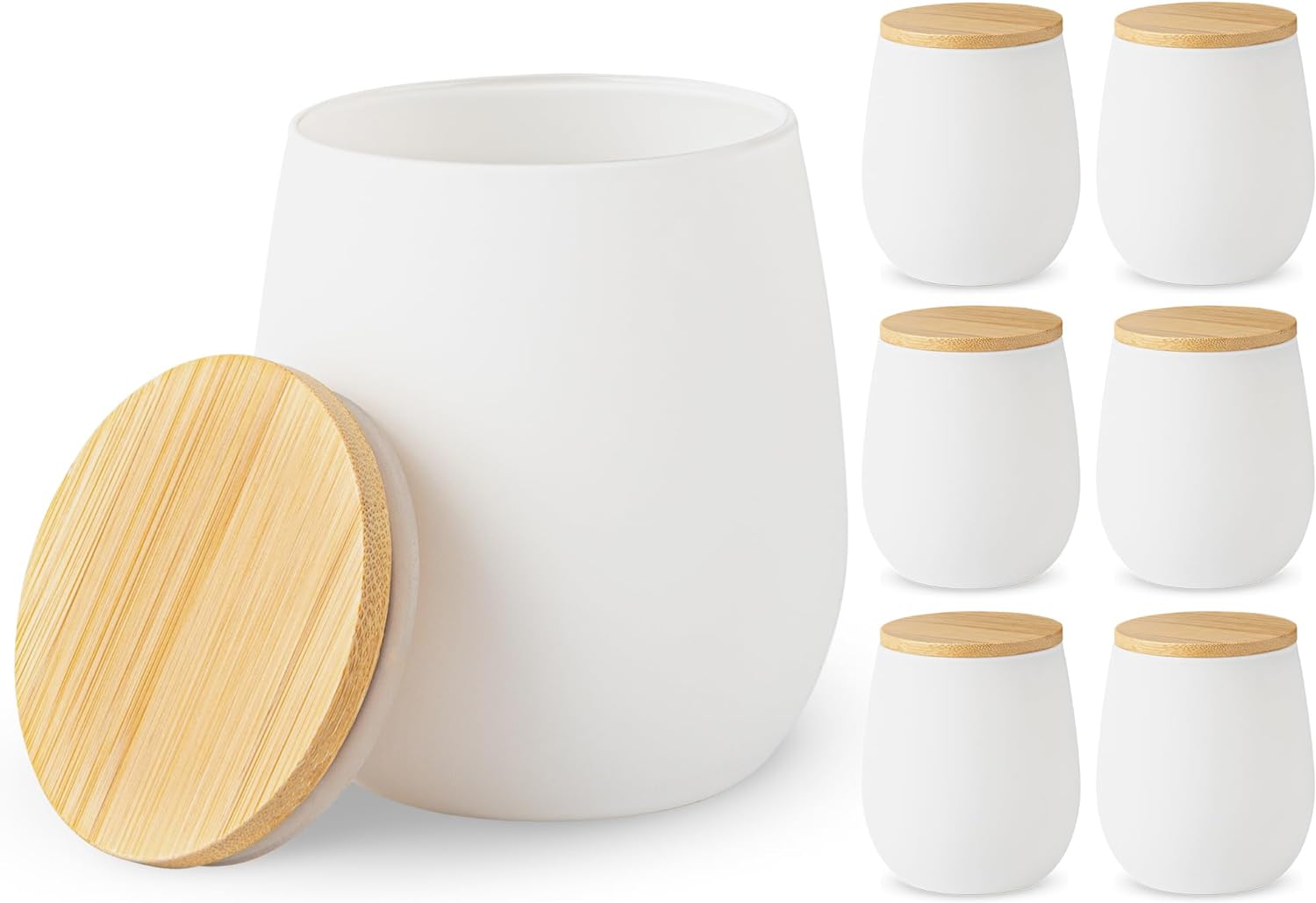 Luxury Premium Empty Glass Candle Containers 9oz 10oz 11oz Matte White Candle Jar With Wood Lid