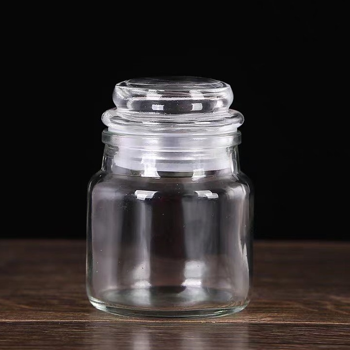 China Round clear Candle Holders Lands and Candle Jars With sealed Glass Lid