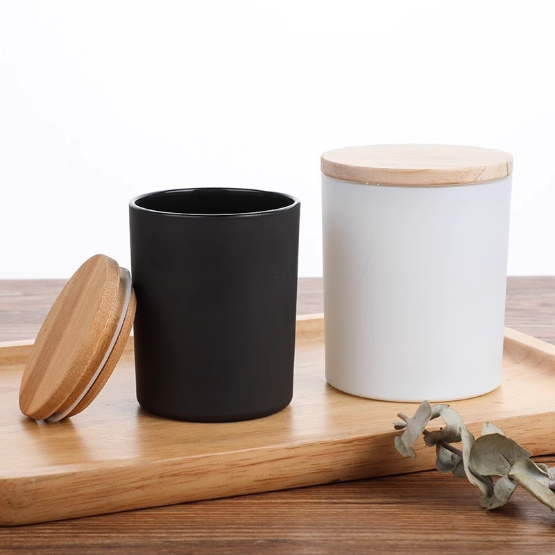 Custom 8 Oz 10 Oz 14 Oz Luxury Empty Container Matte Black Glass Candle Jar With Lid and Box for Candle Making Decorate